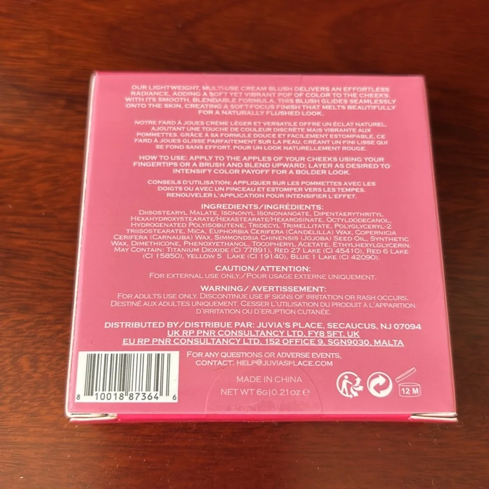 Juvia's Place Blushed Cream Blush Pink Passion